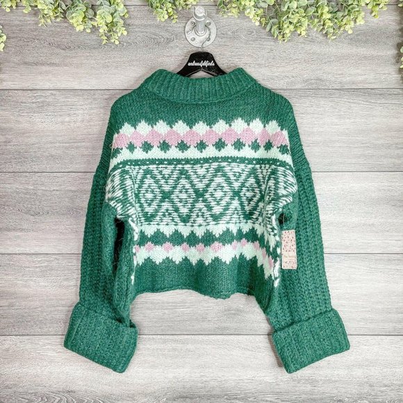 Free People Sweaters - FREE PEOPLE NWT Spearmint Pine Alpine Knit Sweater
